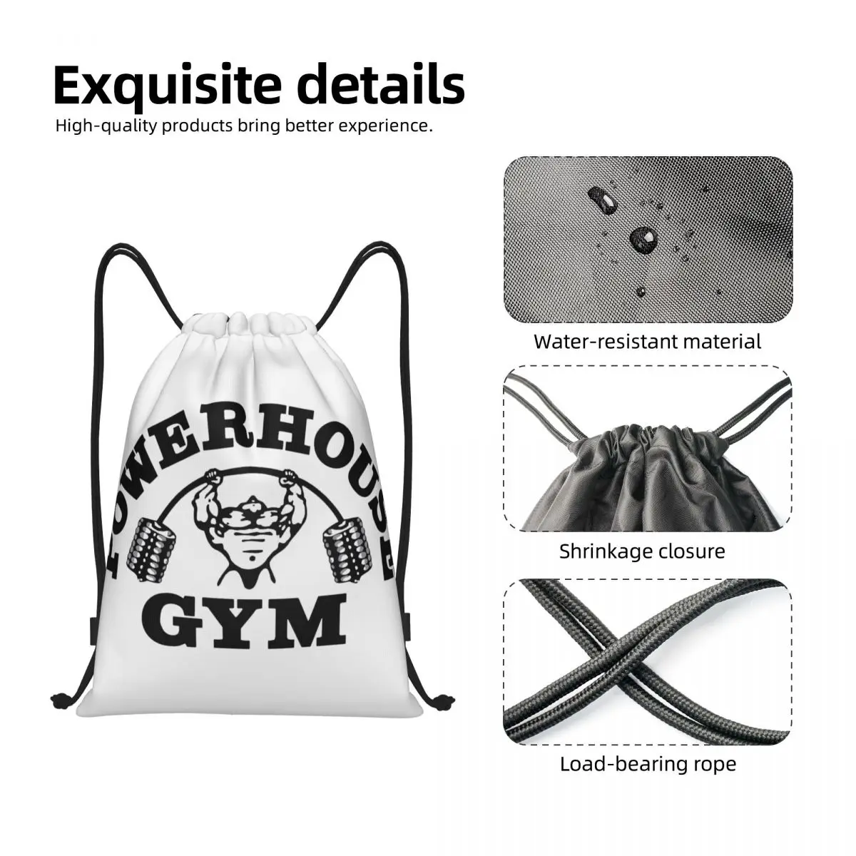 Powerhouse Gym Trekkoord Rugzak Vrouwen Mannen Gym Sport Sackpack Opvouwbaar Fitness Opbouwen Spier Training Tas Zak