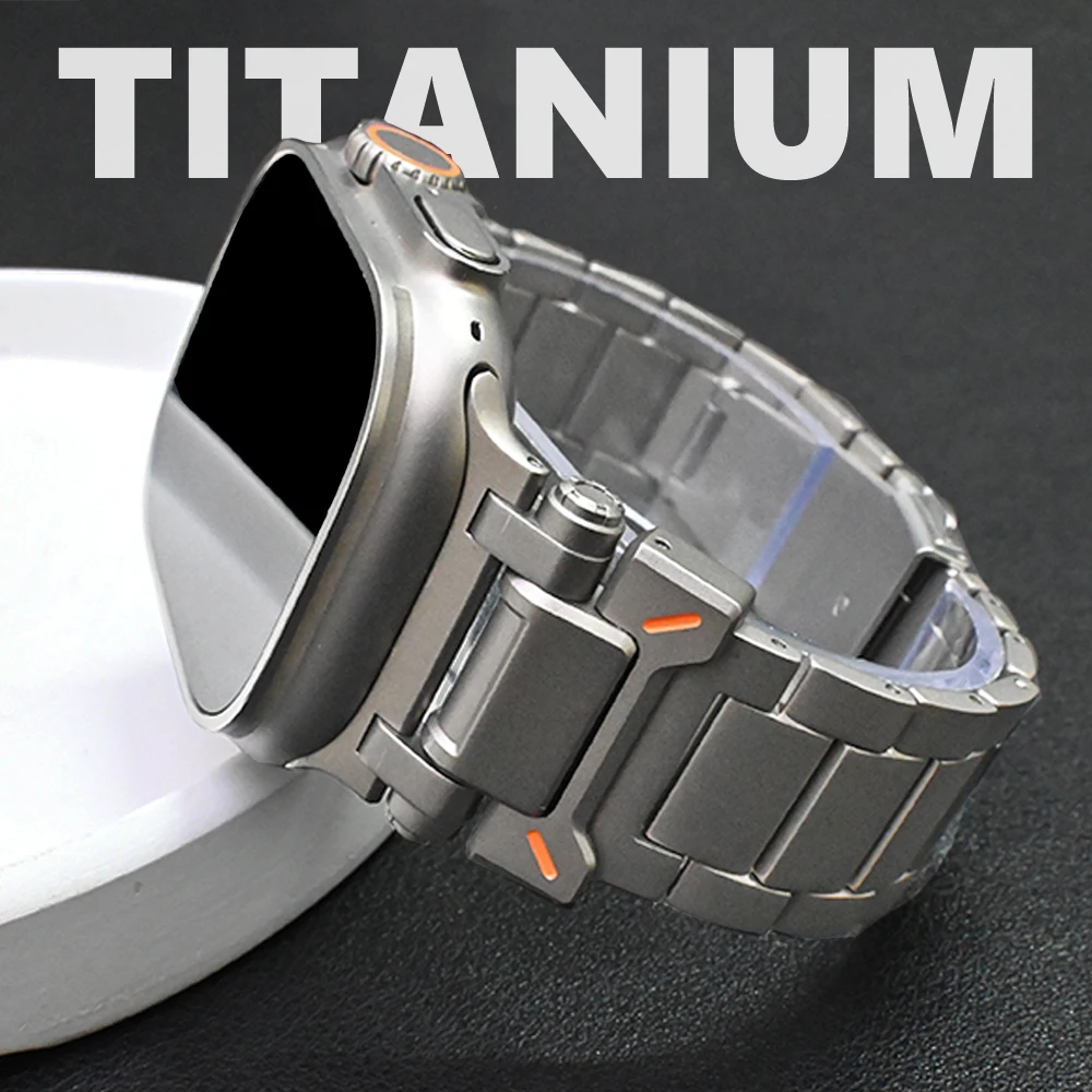 

Роскошный титановый ремешок для Apple Watch Ultra2 серии 10, 9, 8, 7, 6, 5, 4 SE, металлический браслет для iWatch 49 мм, 46 мм, 45 мм, 44 мм, деловой ремешок