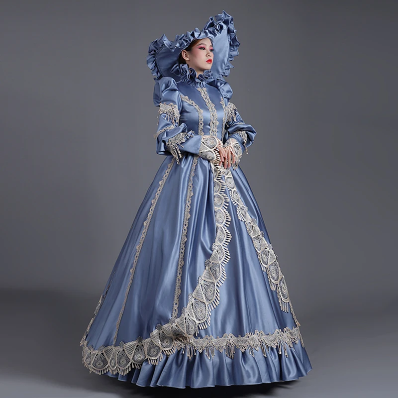 

Customized New High Neck Ball Gown Medieval Court Marie Evening Dresses Victorian Baroque Prom Party Theater Gowns Halloween