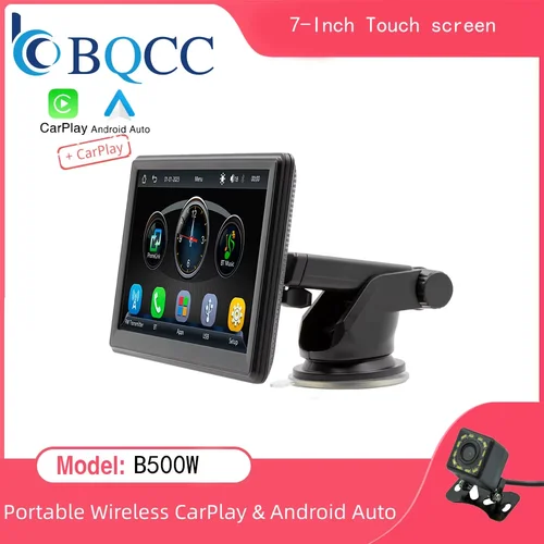 Imagen 1 del producto BQCC Universal 7 ''Radio de coche reproductor de vídeo Multimedia inalámbrico Carplay/Android Auto//Mirrorlink BT AUX TF FM reproductor de coche B500