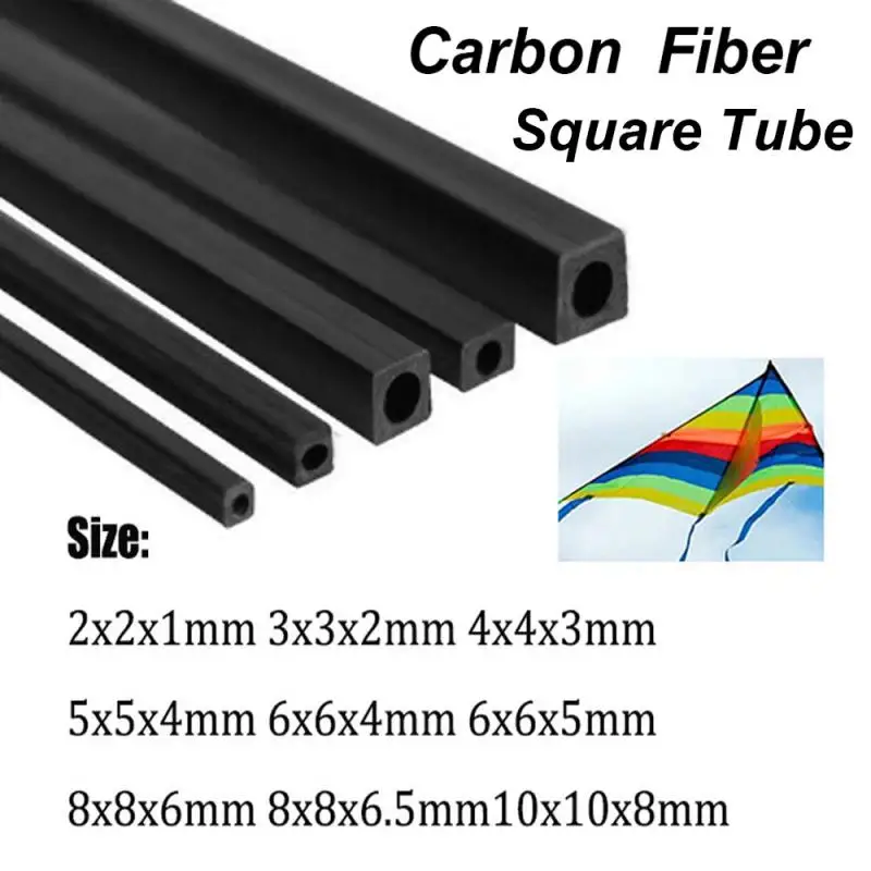 

1/2/3pcs Carbon Fiber Square Tube 2mm 3mm 4mm 5mm 6mm 8mm 10mm OD x 500mm Lightweight High-Strength for DIY Drones & Models