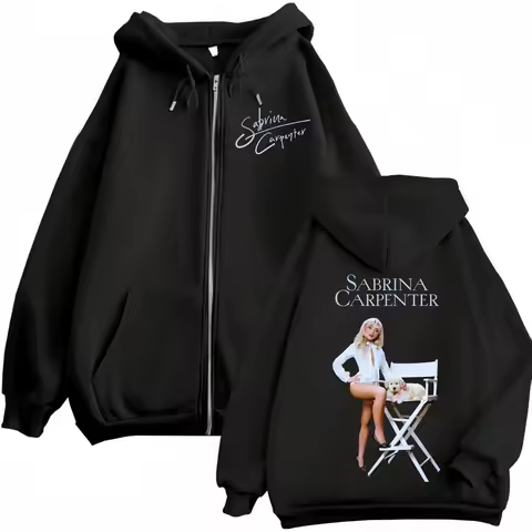 Singer Sabrina Carpenter Merch Zipper Hoodies Fashion Aesthetic Zip Up Pullovers Men's Women's Casual Long Sleeve Sweatshirts
