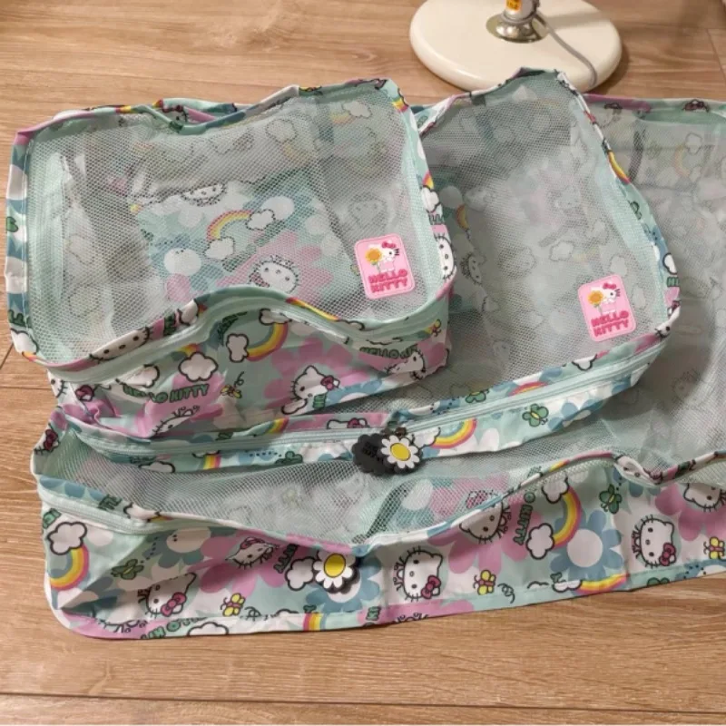 3pcs Kawaii Cartoon Print Hello Kitty Travel Business Trip Suitcase Storage Bag Clothes Shoes Package Holder Storage Device Gift - Image 5