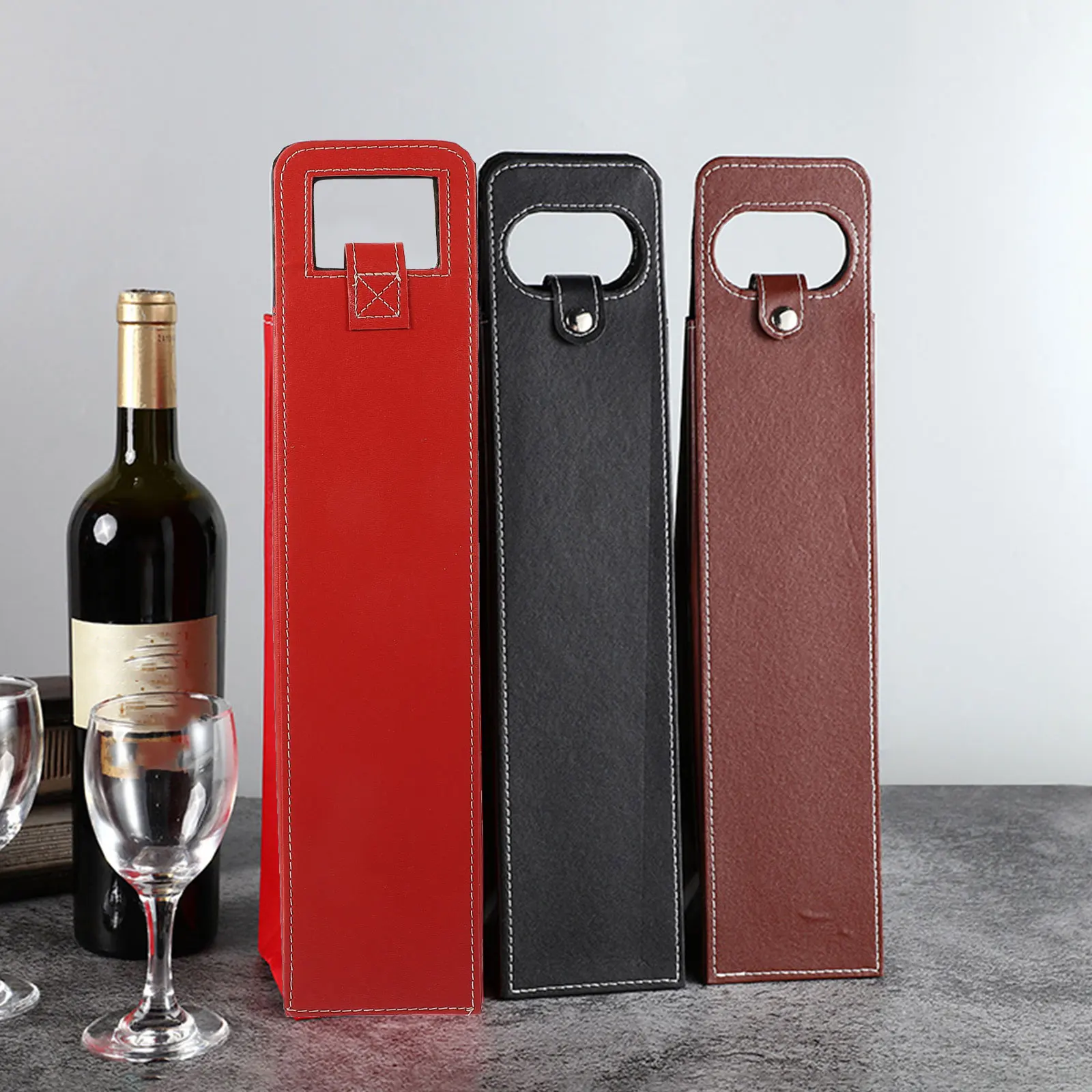 

Wedding Tote Bag Bags Bottle Holder with Pouch Red Trendy Carrier Shopping