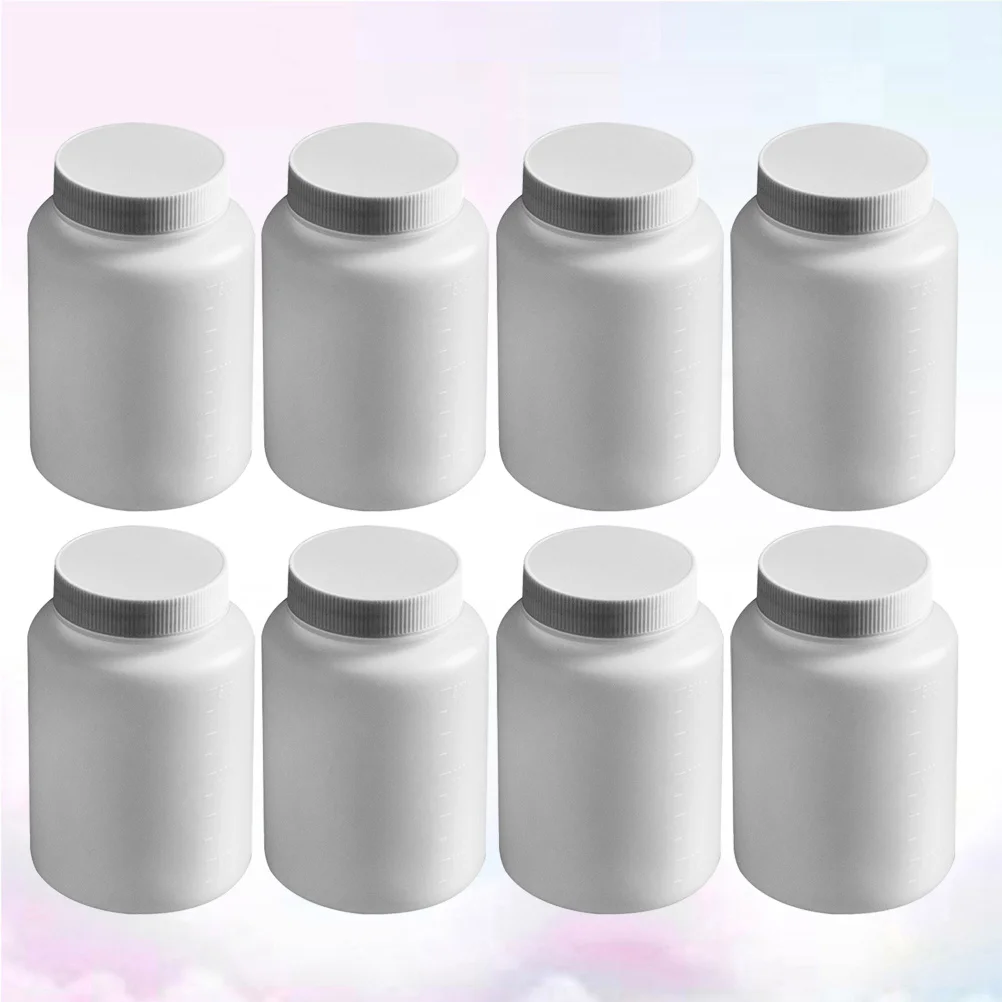 

1Set Reagent Bottle Wide Mouth Thickened Biochemical Leakproof Plastic Storage Bottle 500ml with Scale for Shampoo Conditioner