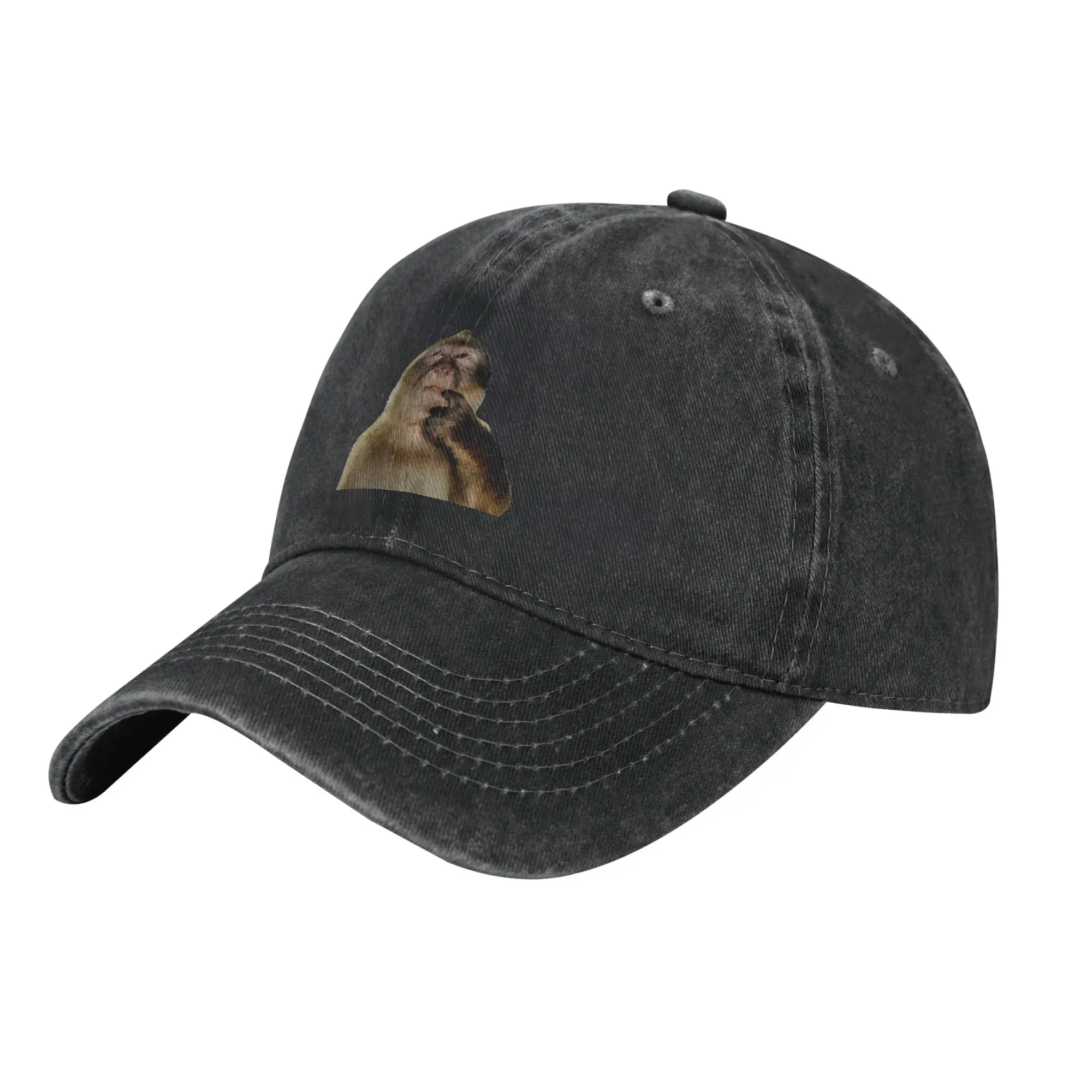 Monkey Thinking Meme Baseball Caps Casual Distressed Cotton  Headwear Unisex Outdoor Workouts  Gift Hats Cap