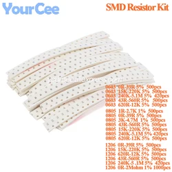420pcs-1000pcs SMD 1206 0603 0805 Resistor Kit Assorted 5% 1%  0R-39R 43R-560R 620R-12K 15K-220K Resistance Electronic Component