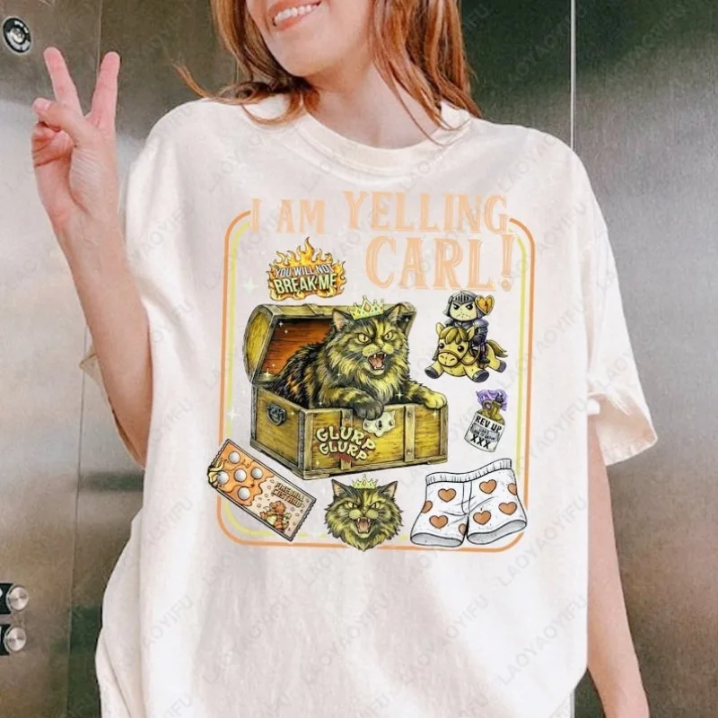 Dungeon Crawler Carl Princess Donut & Mongo Tee Fantasy Book Reader Geeky Cat Lover Cotton T-Shirt Bookish Merch Top Ropa Mujer