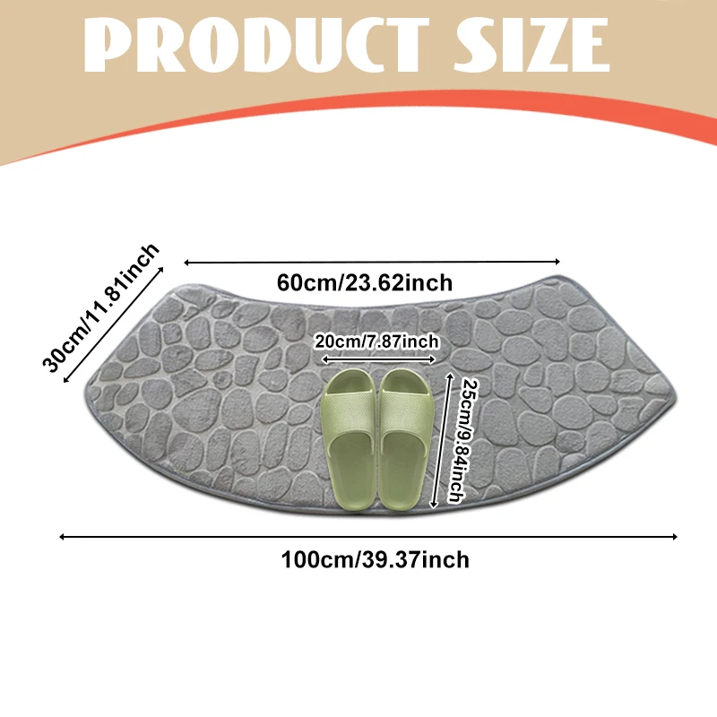 3D Non Slip Bathroom Velvet Mat Cobblestone Embossed Bath Mat Absorbent Doormat Carpet Door Floor Mat Machine Wash Dry Quickly