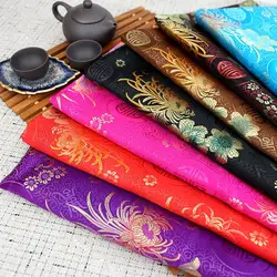 Brocade Fabric Jacquard By Meters for Clothes Tang Suit Sewing Plain High Quality Flower Pattern Cheongsam Cloth Soft Thin Black