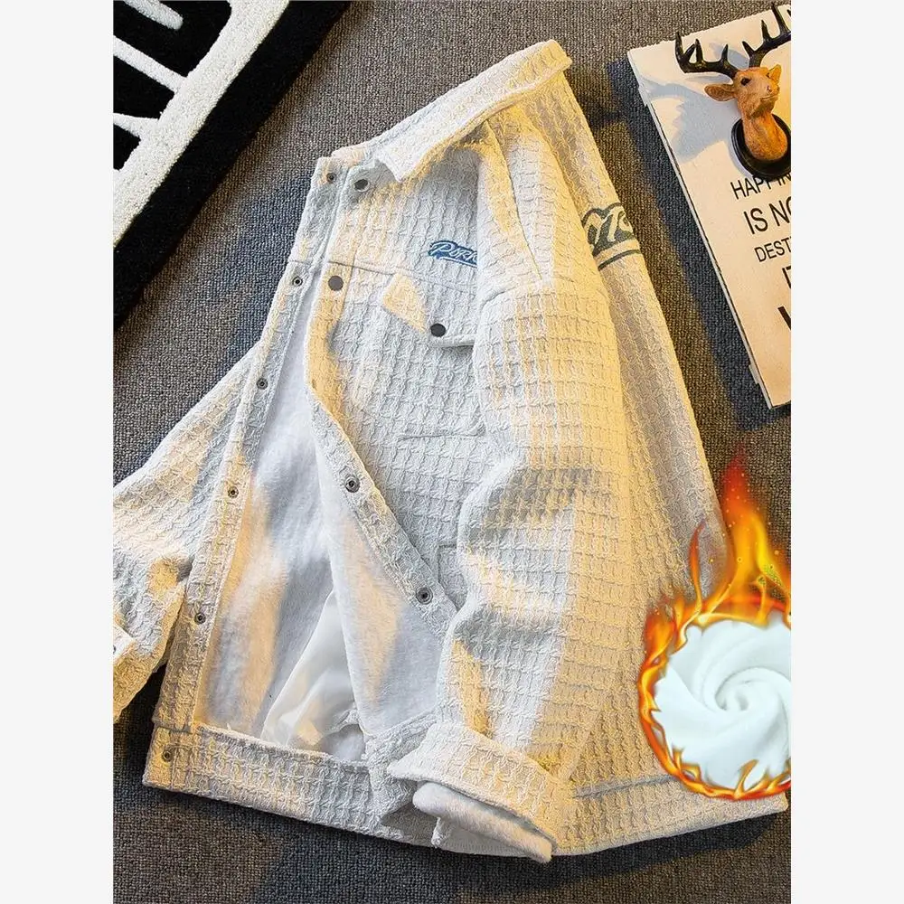 

Thiened Warmth Мужская бархатная куртка Faionable Heavyweight Small Fraance Sle Хлопковая верхняя одежда Зимнее пальто ort Length