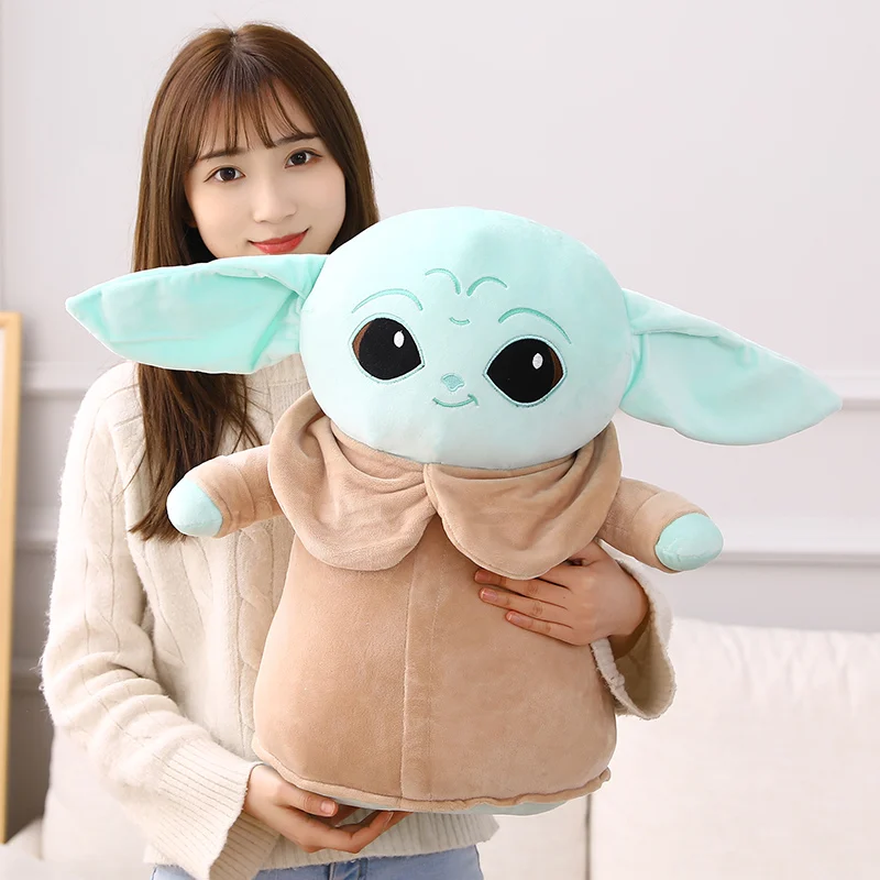 Peluche Kawaii de Yoda de Gran Tamaño, Figura de Grogu Mandaloriano, Muñeco de Peluche de Yoda Bebé, Decoración Suave para Habitación, Regalo