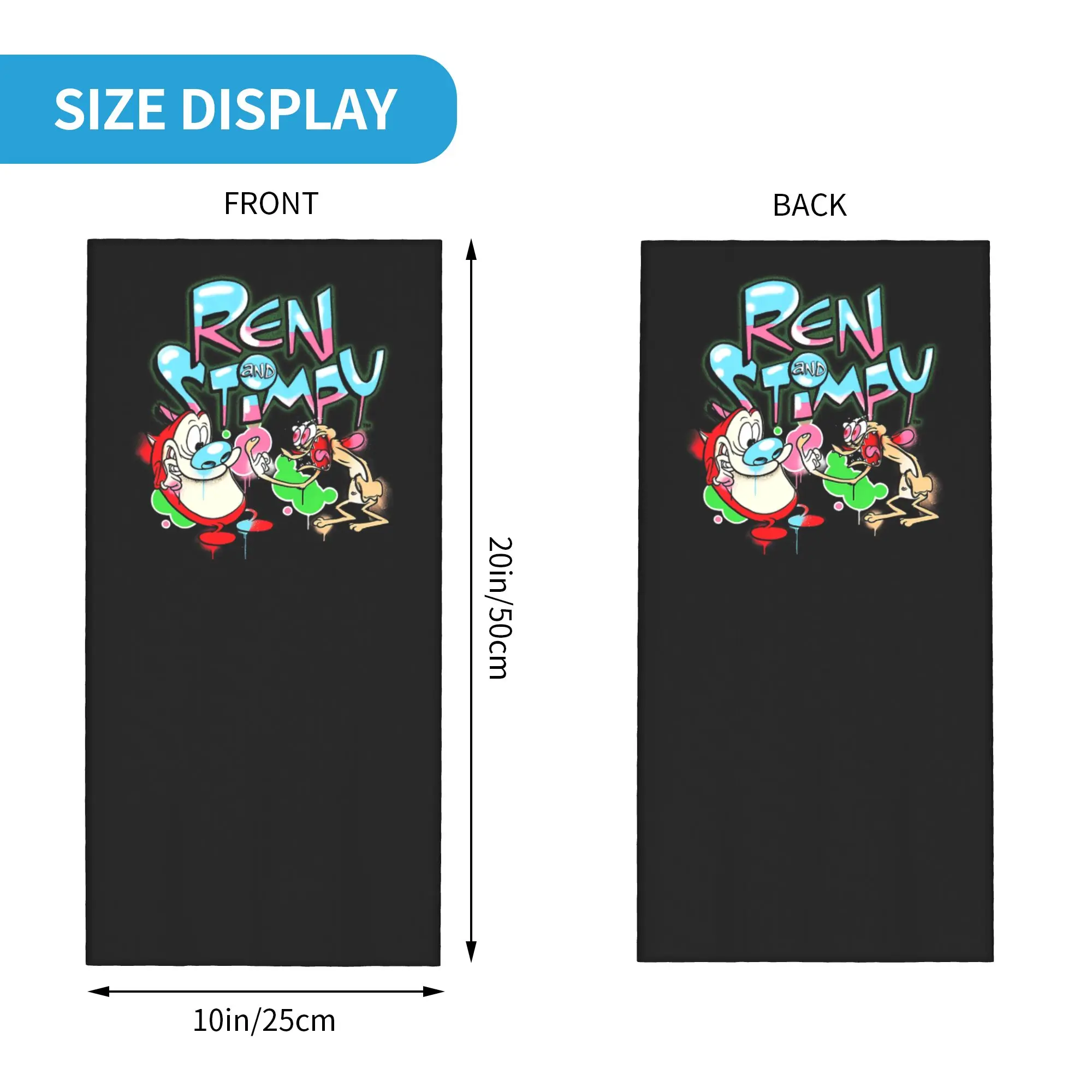 Cartoon Ren And Stimpy 90s Character Animal Bandana Neck Cover Printed Face Scarf Headband Cycling Unisex Adult Washable