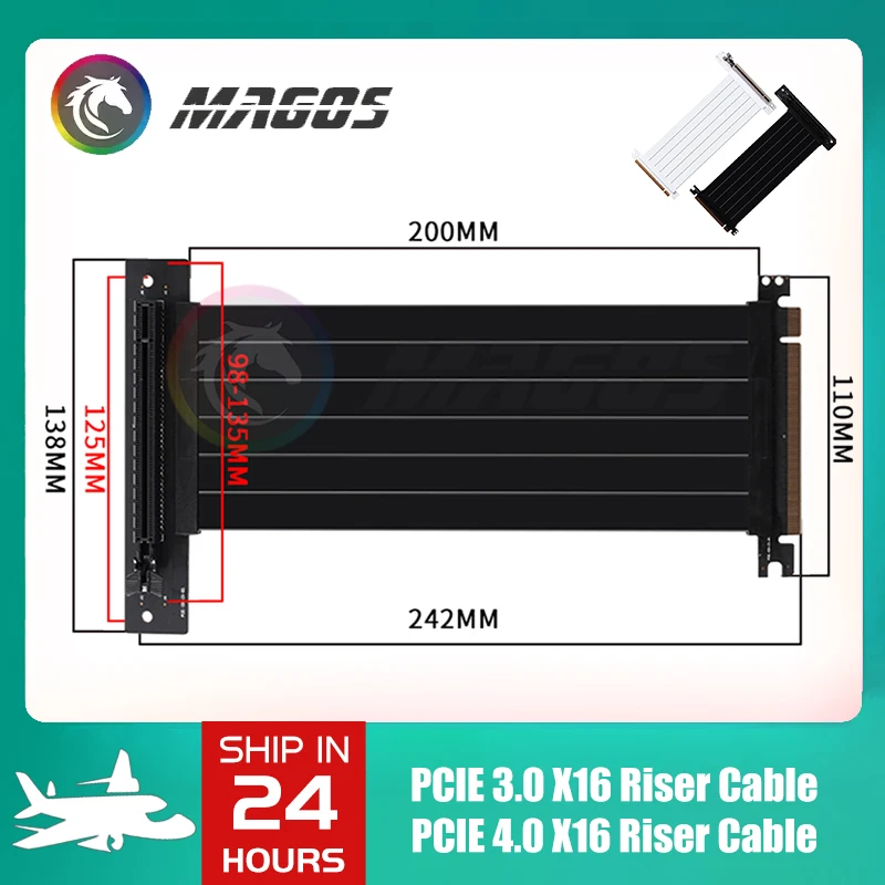 

Full Speed PCIE 3.0 4.0 16X Riser Cable Graphics Card Extension Cable PCI Express GPU Expansion Card Riser Shielded Extender