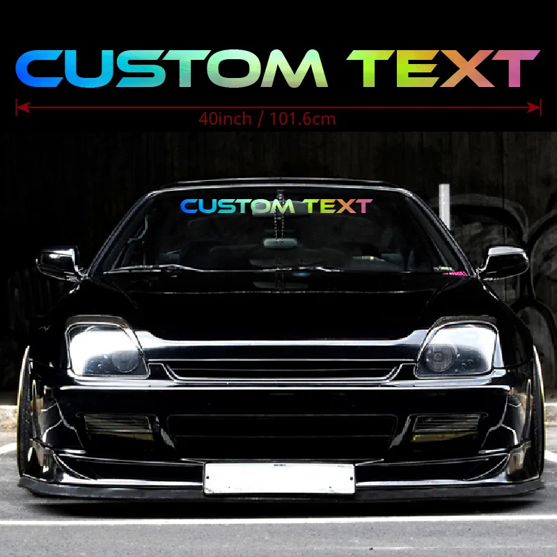 1 Stück Individueller Text Windschutzscheiben-Banner-Aufkleber - Glitzer-Reflektierender Vinyl-Aufkleber |   Matte Selbstklebende Folie für Autos