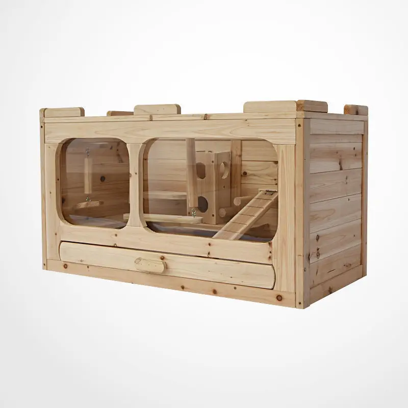 Hamster Nest Solid Wood Hamster Cage Small Pet Cage Avoiding Ladder