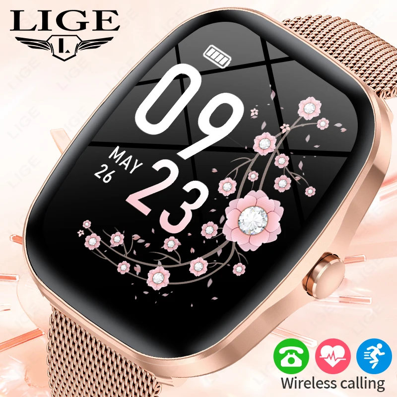 

LIGE модные умные часы женские ультратонкие часы с большим экраном Bluetooth вызов водонепроницаемые пульсометр спортивные фитнес-умные часы мужские