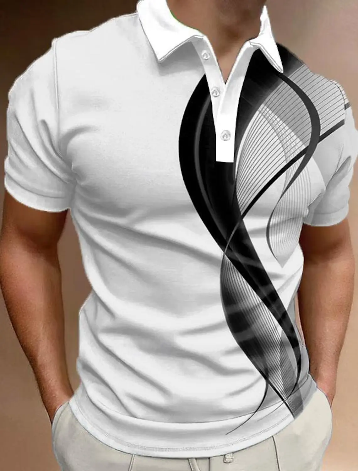 Optical Illusion Men's Fashion Golf Polo Casual 3D Print Polyester Short Sleeve Turndown T-Shirts Micro-elastic Lapel Polo shirt image 2