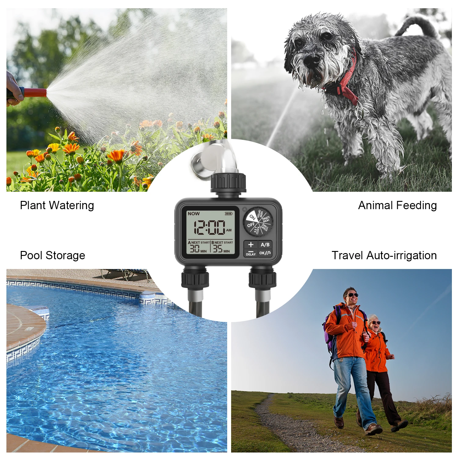 Eshico HCT-M06 Gartenarbeit im Freien Smart Timer Irrigator Haushalt Double Out Bewässerungs timer