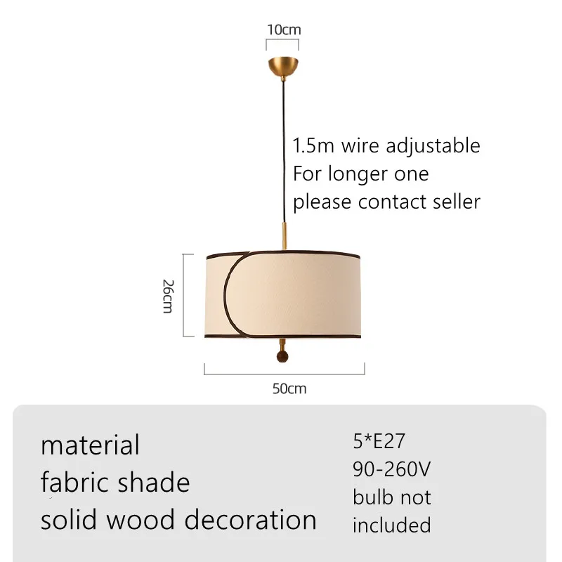 Französische Vintage-Stoff-Pendelleuchte, moderner Schlafzimmer-Kronleuchter aus der Mitte des Jahrhunderts, Retro-Esszimmer- und Arbeitszimmerlampe, kreatives Kinderzimmer