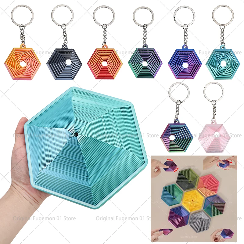 Fraktaler Fidget Hexagon Sensorisches Anti-Stress-Spielzeug 4cm/7cm/18cm Vortex-Gewebte Illusions-Fidget-Toy Halloween Geburtstagsgeschenk