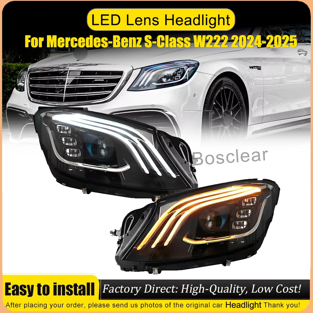 

LED Headlight For Mercedes Benz S-Class S400 S450 S500 S550 W222 2014-2017 Front HeadLamp Assembly DRL Turn Signal Plug and play
