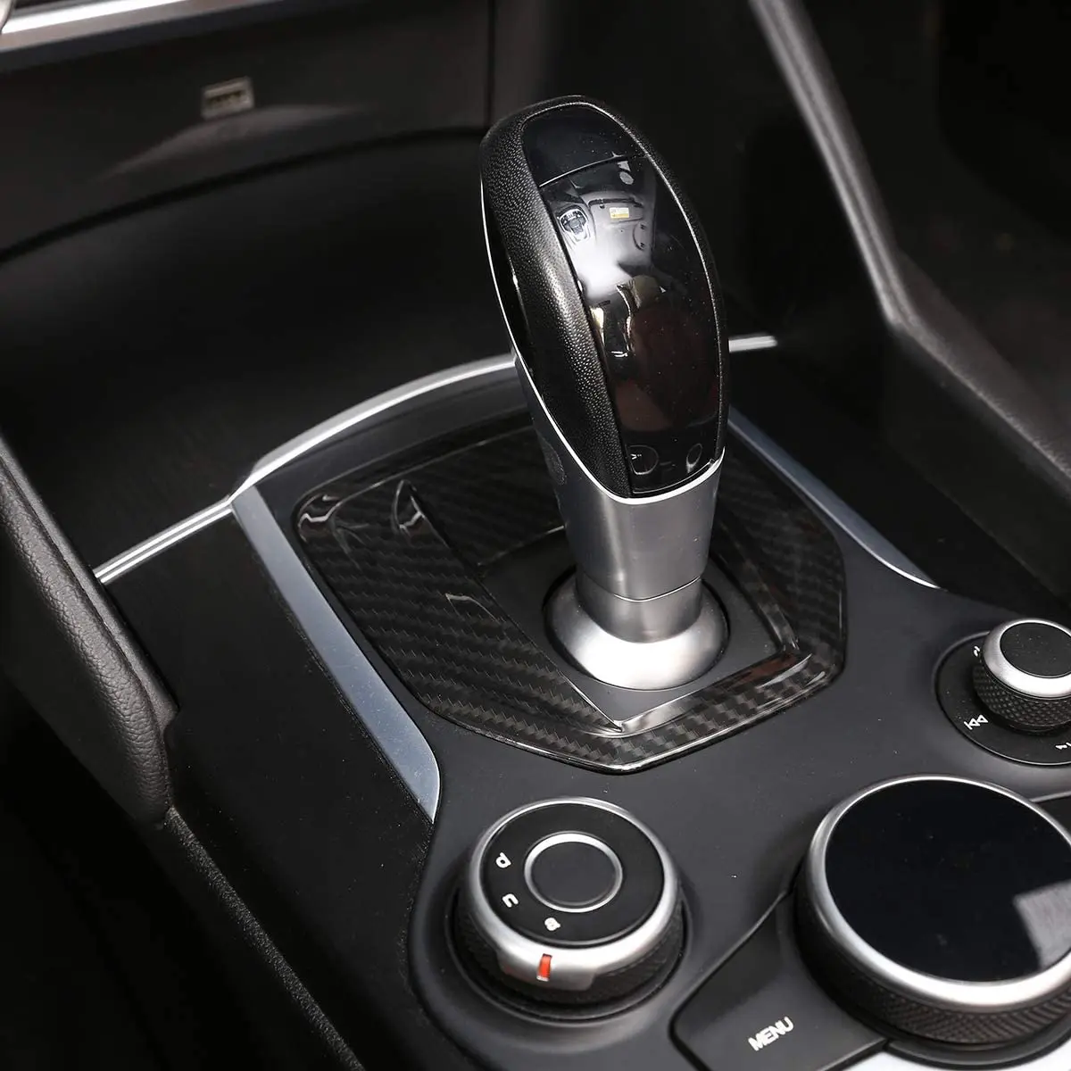 T61C_for Alfa Romeo Giulia Stelvio Center Console Gear Shift Panel