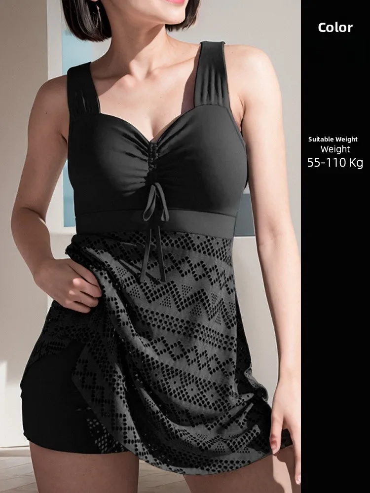 

Bla plus Size Women's Bikini Swimwear Cover-Up Thermal Spa Flat Belly Effect V-Ne Polyester Lycra Fabric with Chest Pad