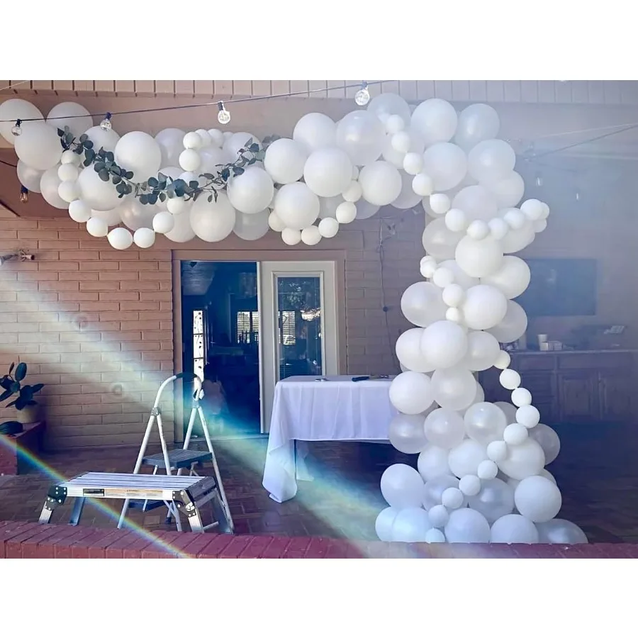 بالونات بيضاء لؤلؤية 12 بوصة 50 قطعة بالونات غير لامعة مستديرة لؤلؤية بيضاء اللاتكس لحفلات الزفاف وأعياد الميلاد وعيد الميلاد وعرض الطفل