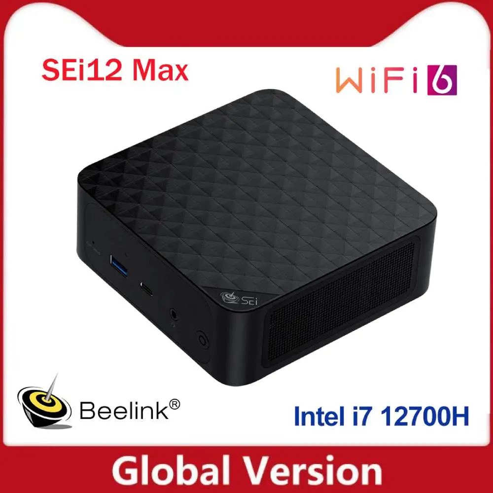 Beelink SEi12 Max Mini PC SEi Intel i7 12700H Desktop Computer 32GB DDR5 500GB M.2 NVMe SSD 4K@60Hz Dual HDMI WiFi6 HTPC BT5.2