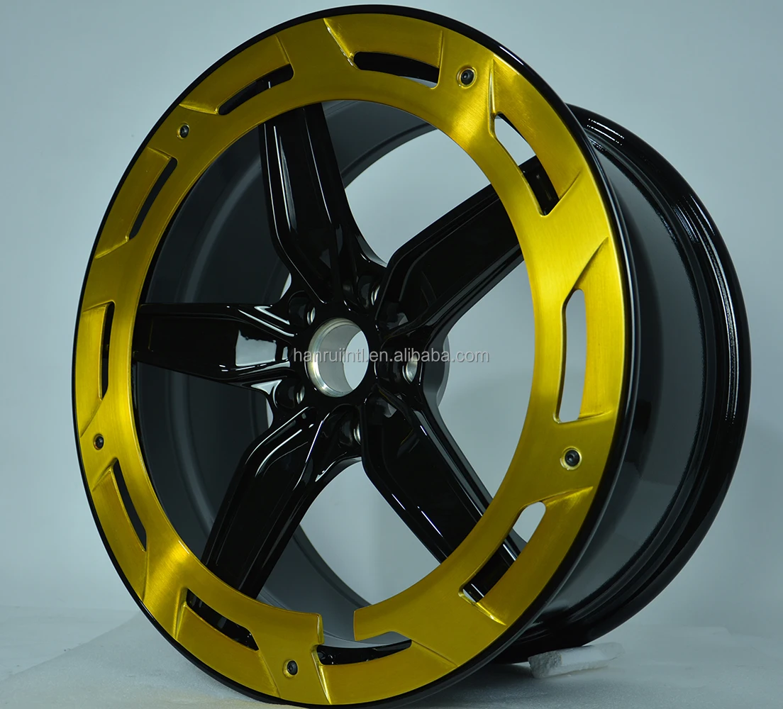 Monoblock 18 inch 20 inch deep concave forged wheels with golden decoration ring for Lamborghini gallardo PCD 5X 112 CB 57.1