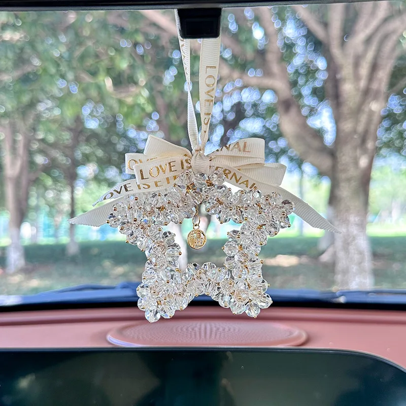 New Car Pendant Creative Interior Mirror Decoration Car Pendant Crystal Five-Pointed Star Decoration Car Pendant