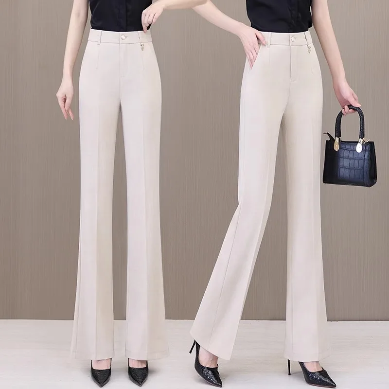 سراويل واسعة للنساء صيفية عالية الخصر مستقيمة ورقيقة أنيقة للتخسيس بدلة غير رسمية سراويل واسعة #3