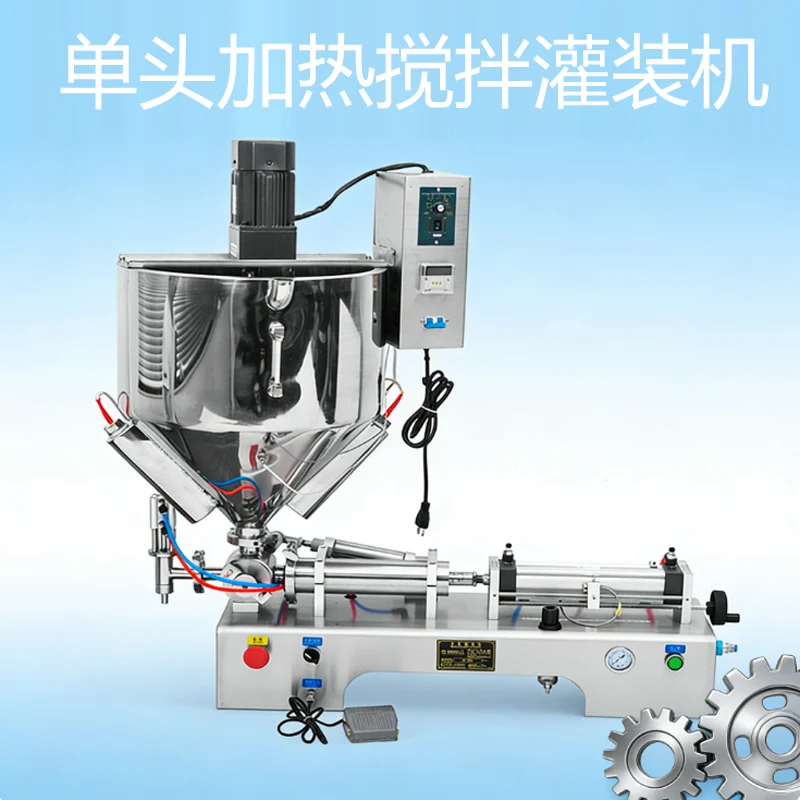 

Paste Mixing Filling Machine With Heater Single Nozzle Cream Honey Water Bottle Filler Chocolate Sauce Packaging