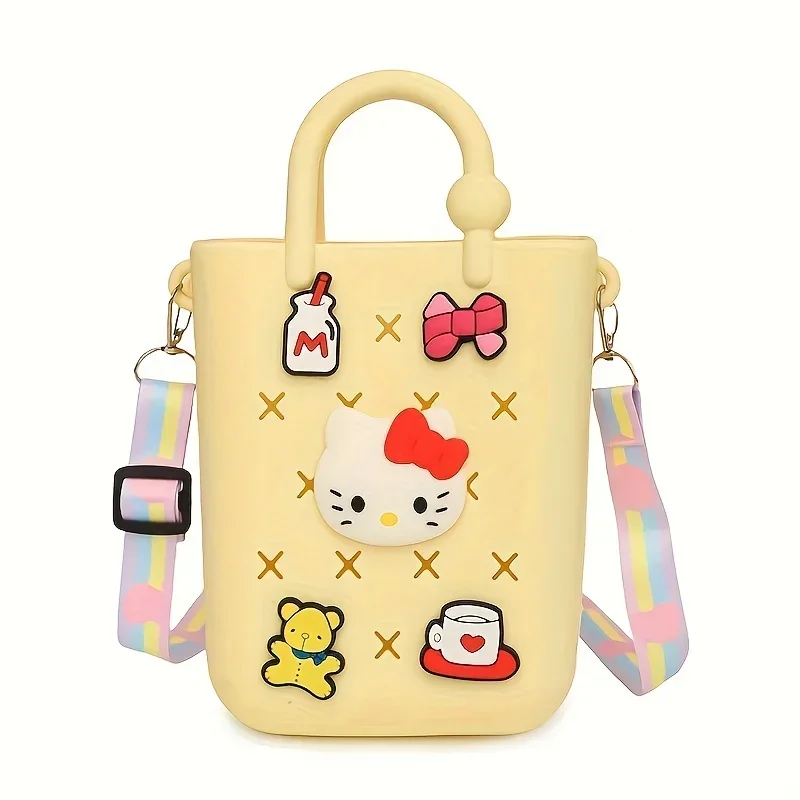 

Kawaii Cartoon Sanrio Hello Kitty Kuromi Silicone Crossbody Bag - Cute & Trendy, DIY Shoulder Purse for Women, Hand-Washable