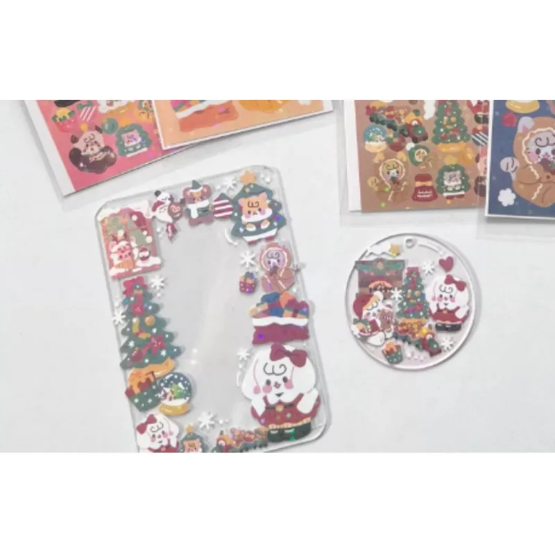 Ins Korean Christmas Halloween Sticker Set Cute Cartoon Bunny Puppy Decals for Children Kids DIY Classic Toys Sticker 1pcs