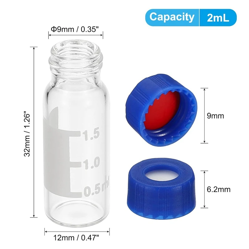 

Флакон с автосвиплер на 2 мл, флаконы HPLC/GC, прозрачные лабораторные флаконы 9-425, 100 шт.JAS