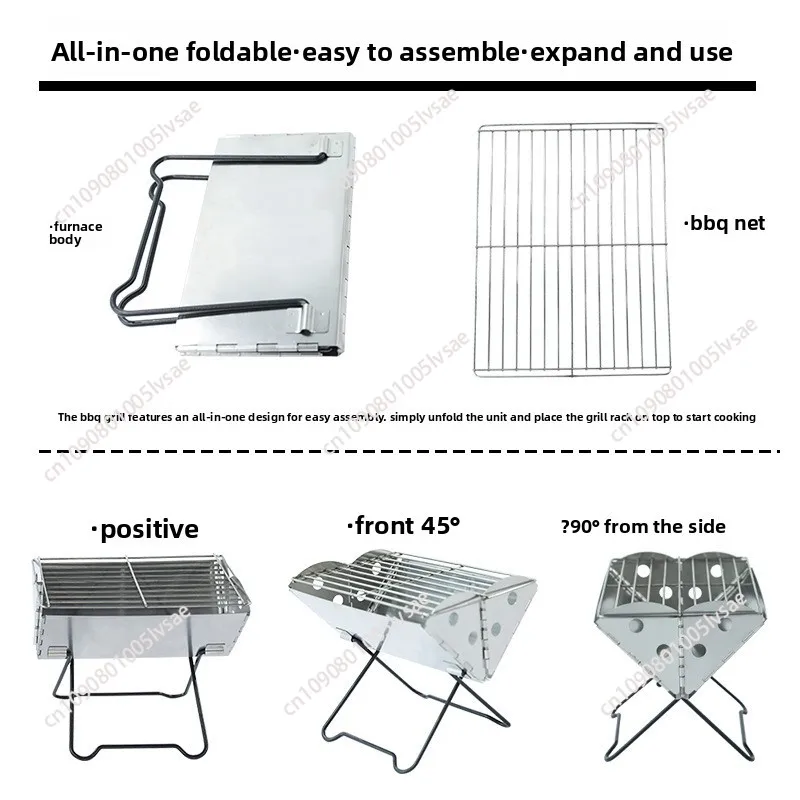 Stable Outdoor Camping Flat Backpack Portable Stainless Steel Bbq Grill and Fire Pit
