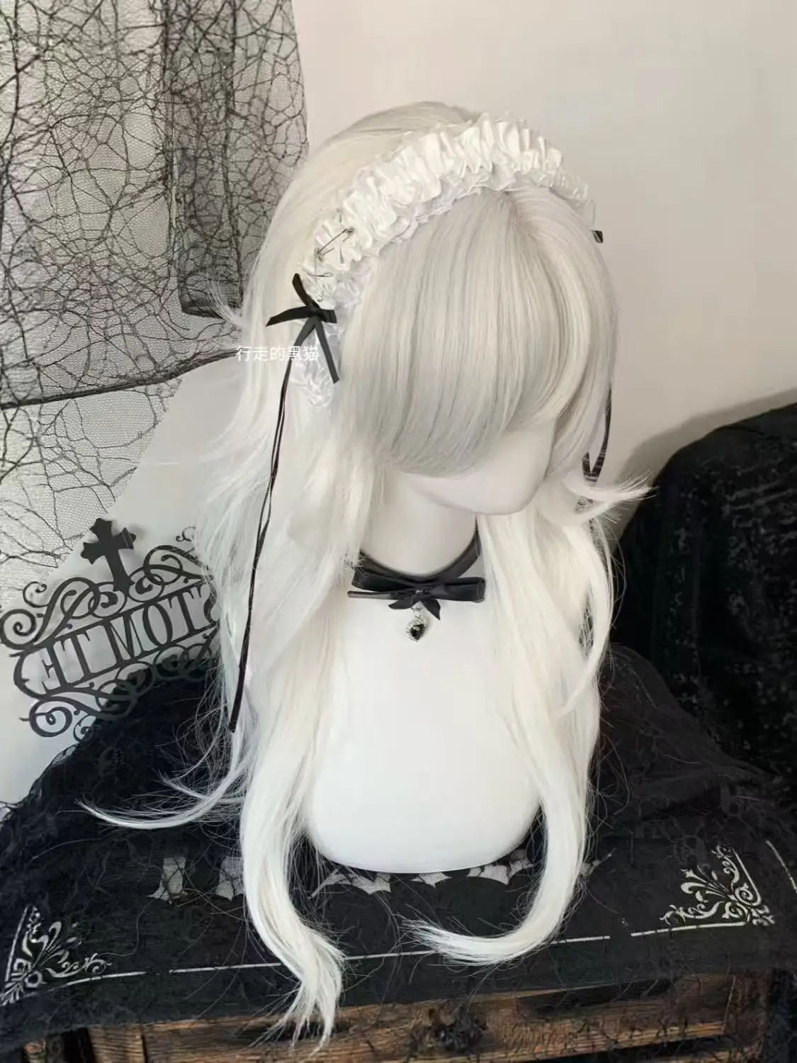 Harajuku Y2K Spicy Girl Lace Bow Headband Lolita Hair Accessory Niche Japanese Dark Gothic JK Subculture Headwear Hairhoops