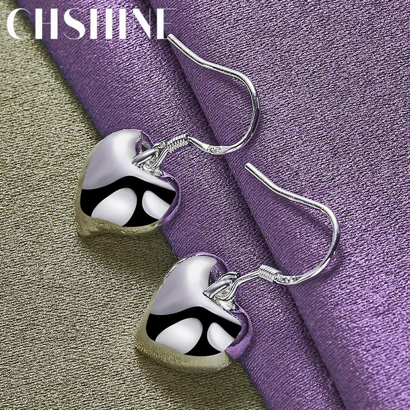 

CHSHINE 925 Sterling Silver Solid Love Heart Drop Earrings For Women Wedding Party Fashion Charm Jewelry