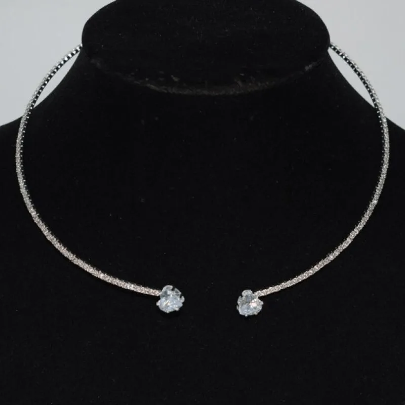 1pc Exquisite Fashion Silvery Collar Elegant Gorgeous Rhinestone Collar Woman Party Banquet Daily Gift