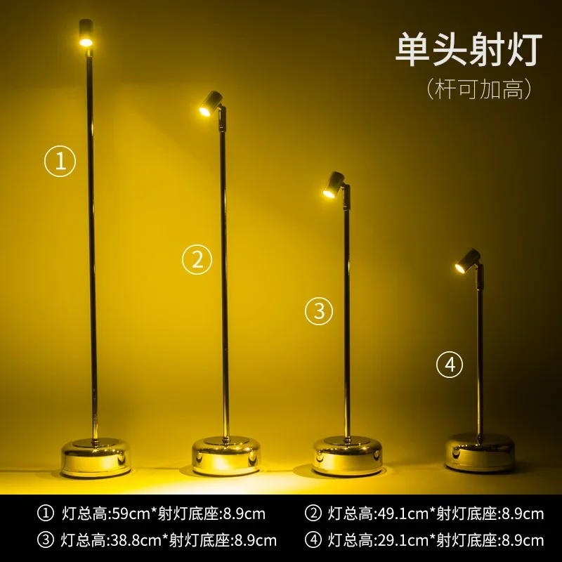 LED Charging Bar Table Lamp Metal High Pole Double Head Spotlight Creative Night Light Clear Bar Cafe Table Light