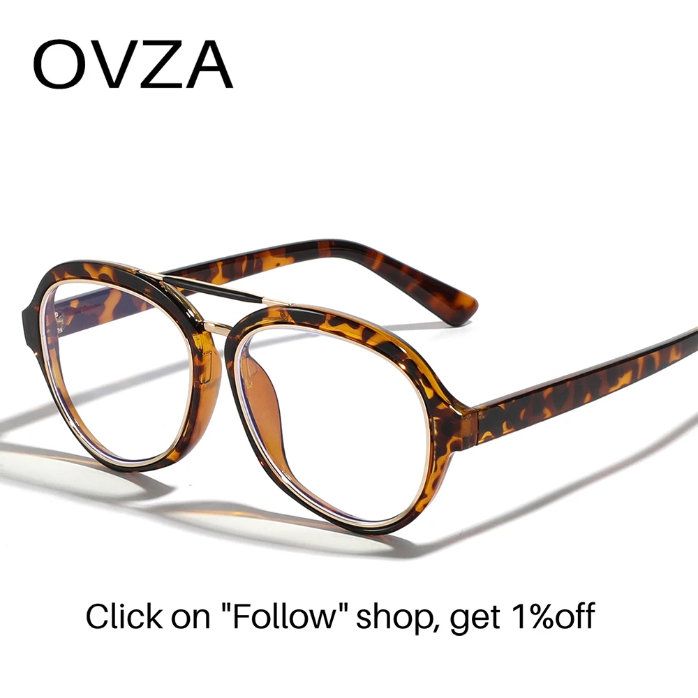 OVZA Fashion Optical Eyeglasses Frame Women Punk Style Anti Blue Light Glasses Men Oval Frame S1000