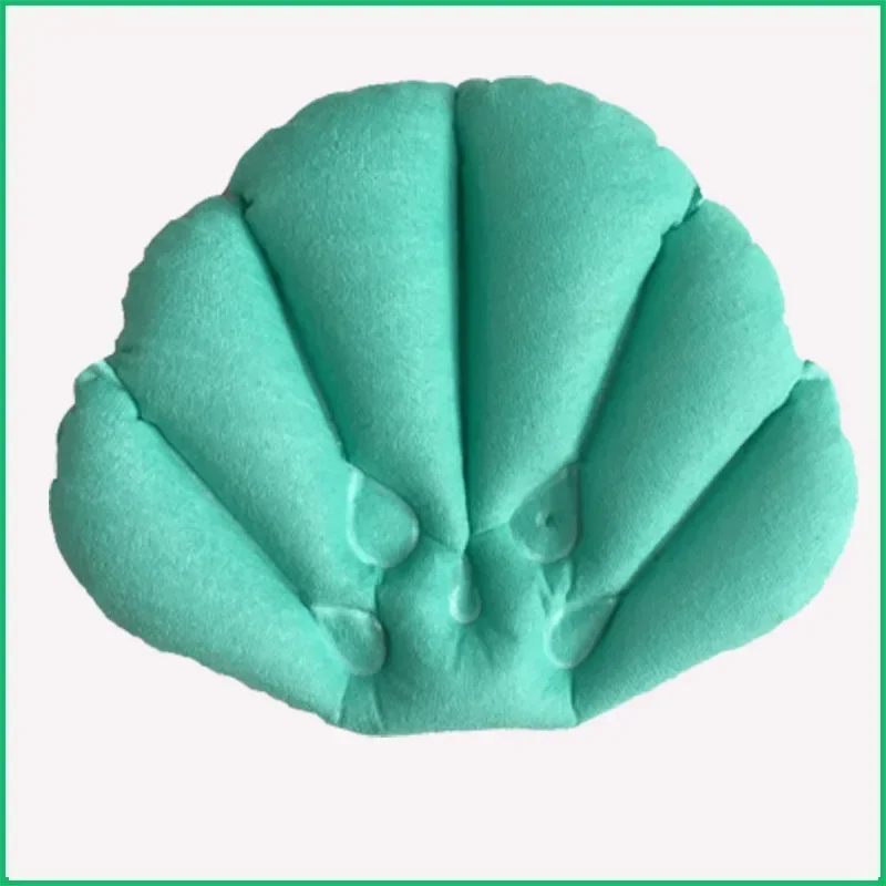 Multi-color Shell Shaped Inflatable Bath Pillow Soft Towel Cloth PVC Spa Neck Pillow Comfortable Massage Bathing Accessories