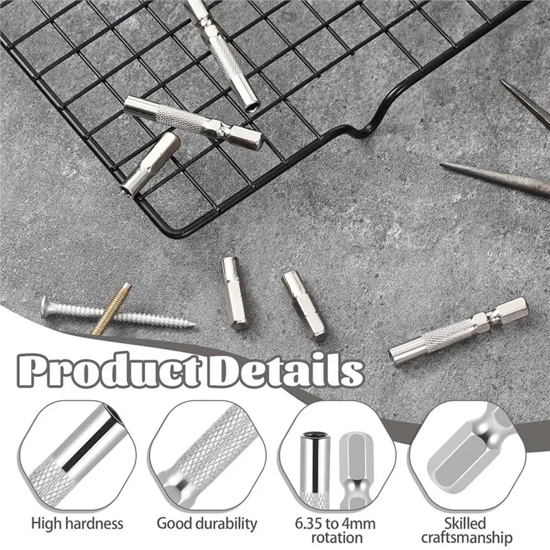 ABZV-Magnetic,1/4 To 4Mm Hex Screw Driver Bit Adapter(6 PCS), 1/4 To 4Mm Bit Converter For Bits Set