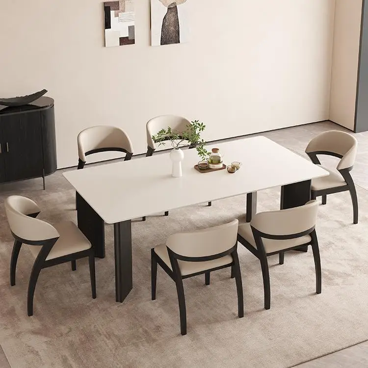 Krzesła do jadalni Marsiling Luxury, skórzane, z litego drewna, wyściełane krzesło z oparciem do jadalni, kuchni, gabinetu.