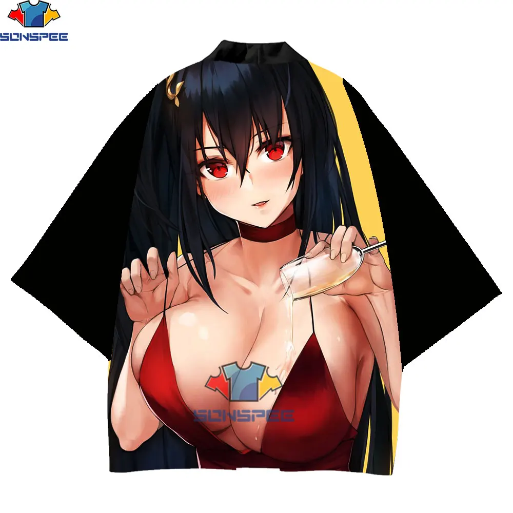 

SONSPEE 3D Printed Kimono Men Sexy Japanese Anime Girls Bikini Beach Style Kimo Black Male Asian and Pacific Islands Clothing