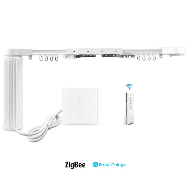 Smart House Motorized Zigbee Smart Electrical Curtains Smart Curtains With Curtain Track   Wall Switch SmarThings Control