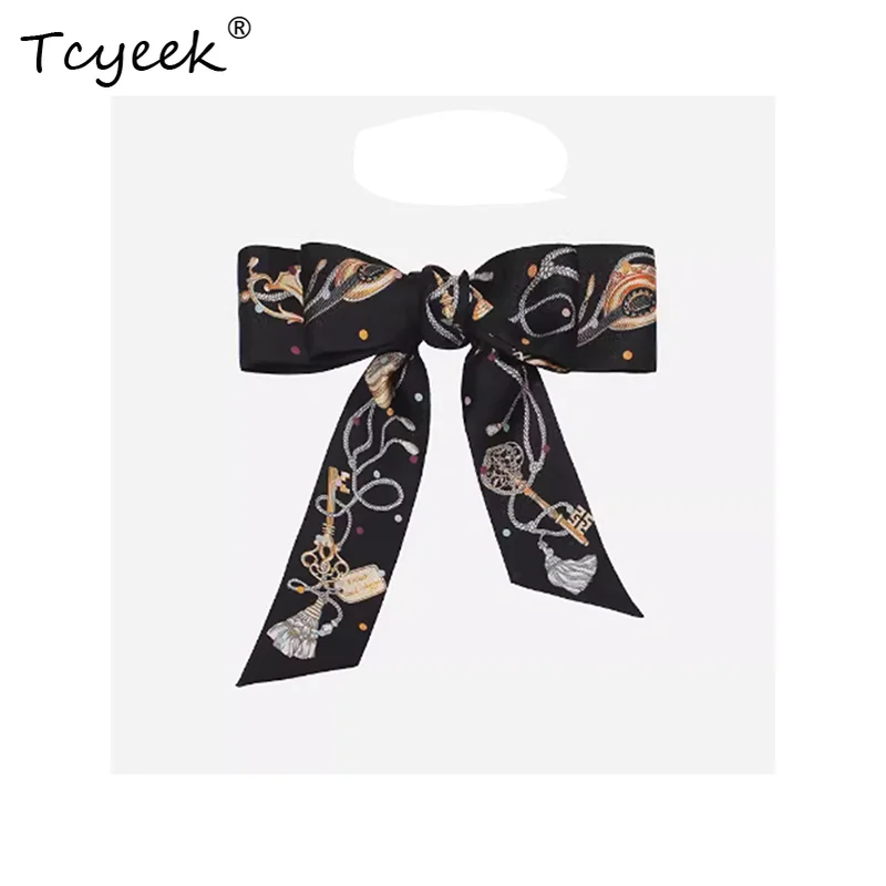 

Tcyeek, 14MM 100%Real Silk Elegant Ribbon, Women Chic Printed, Vacation Party OL Sash Headband, 2024 Summer Autumn A465136QM