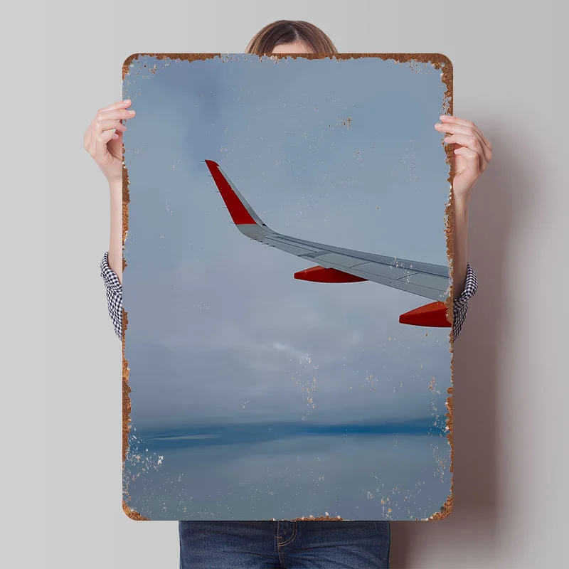 

Металлическая табличка с видом на крыло самолета, винтажный постер, ретро-декор для дома и игровой комнаты